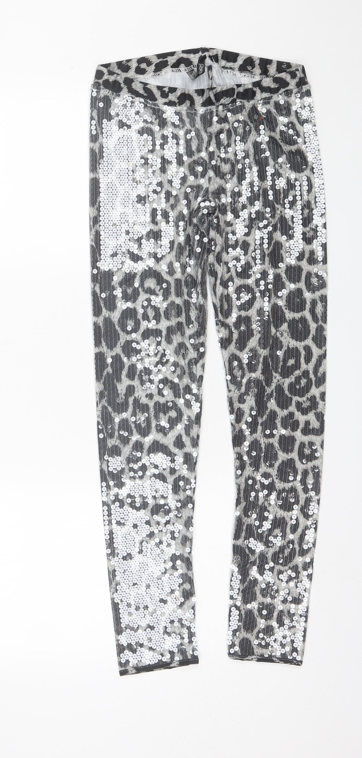PURE OXEGEN Womens Grey Animal Print Viscose Jogger Leggings Size S L27 in