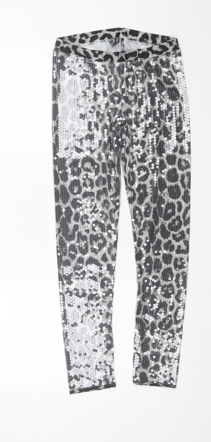 PURE OXEGEN Womens Grey Animal Print Viscose Jogger Leggings Size S L27 in
