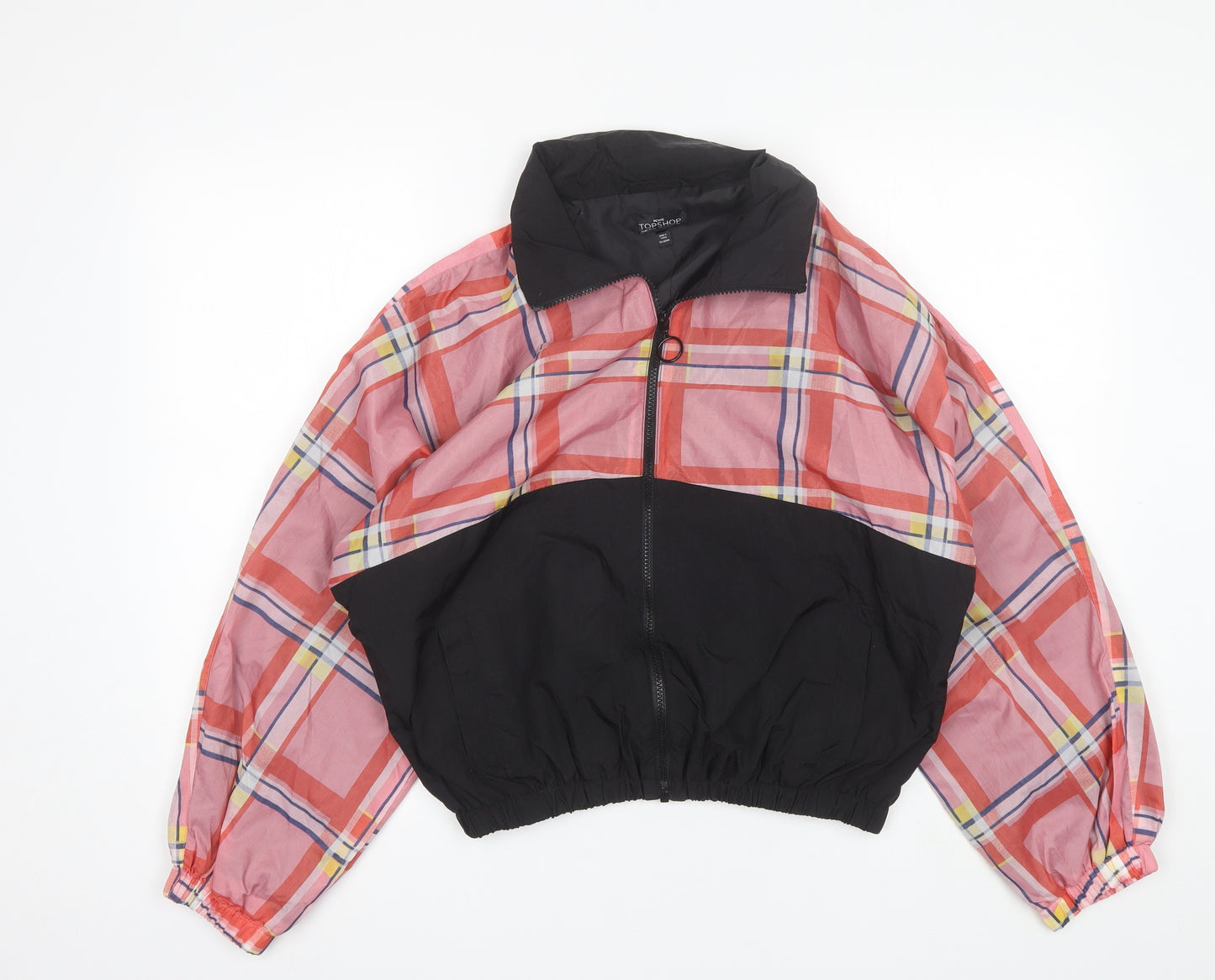 Topshop Womens Pink Plaid  Windbreaker Jacket Size XS