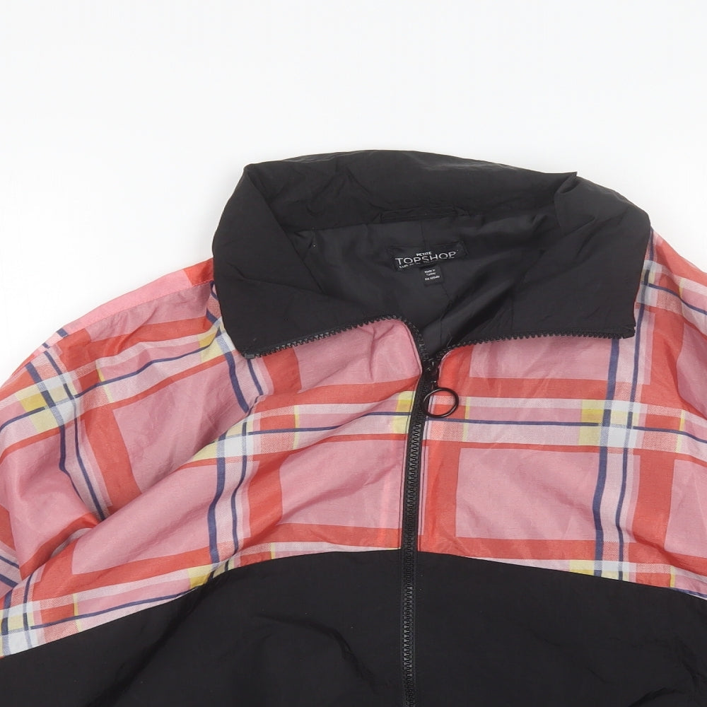 Topshop Womens Pink Plaid  Windbreaker Jacket Size XS