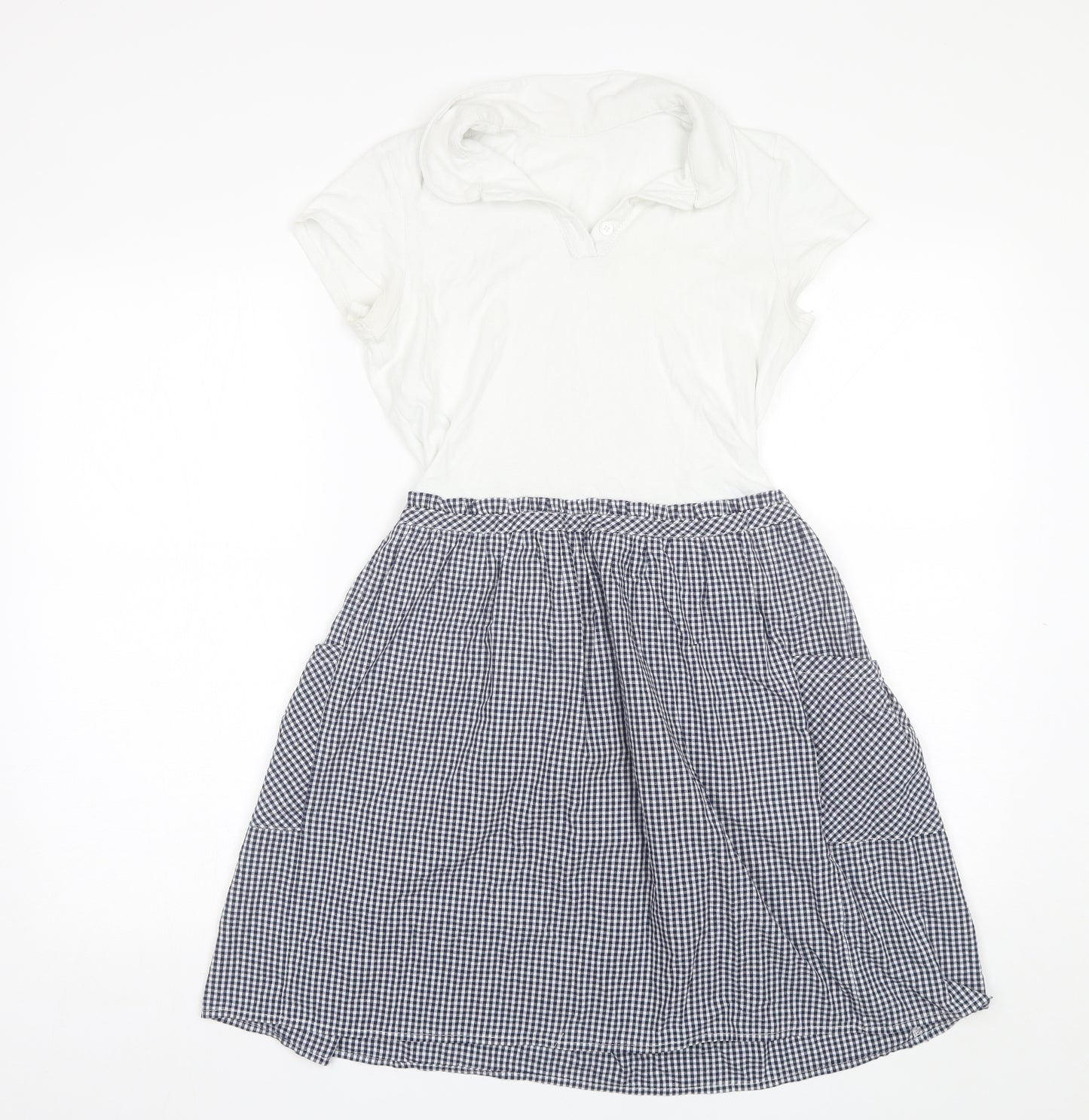 George Girls White  Cotton Shift  Size 13-14 Years  Collared  - School