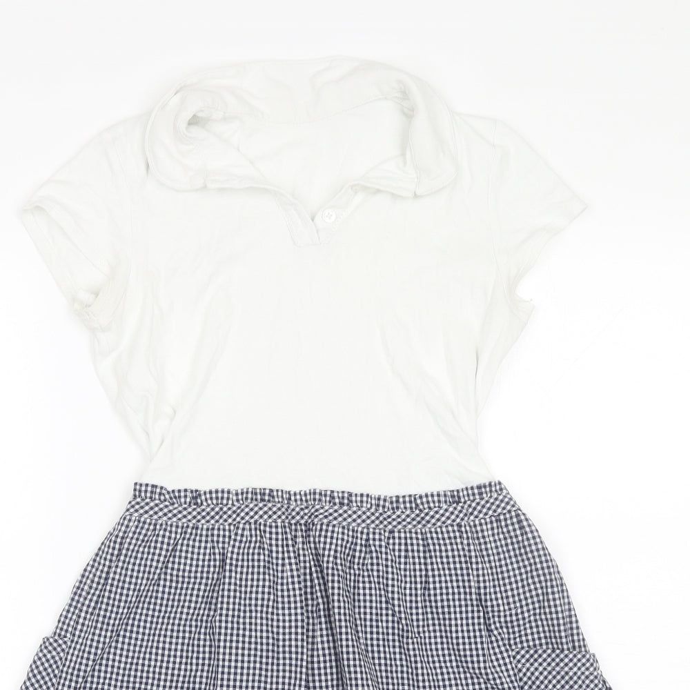 George Girls White  Cotton Shift  Size 13-14 Years  Collared  - School