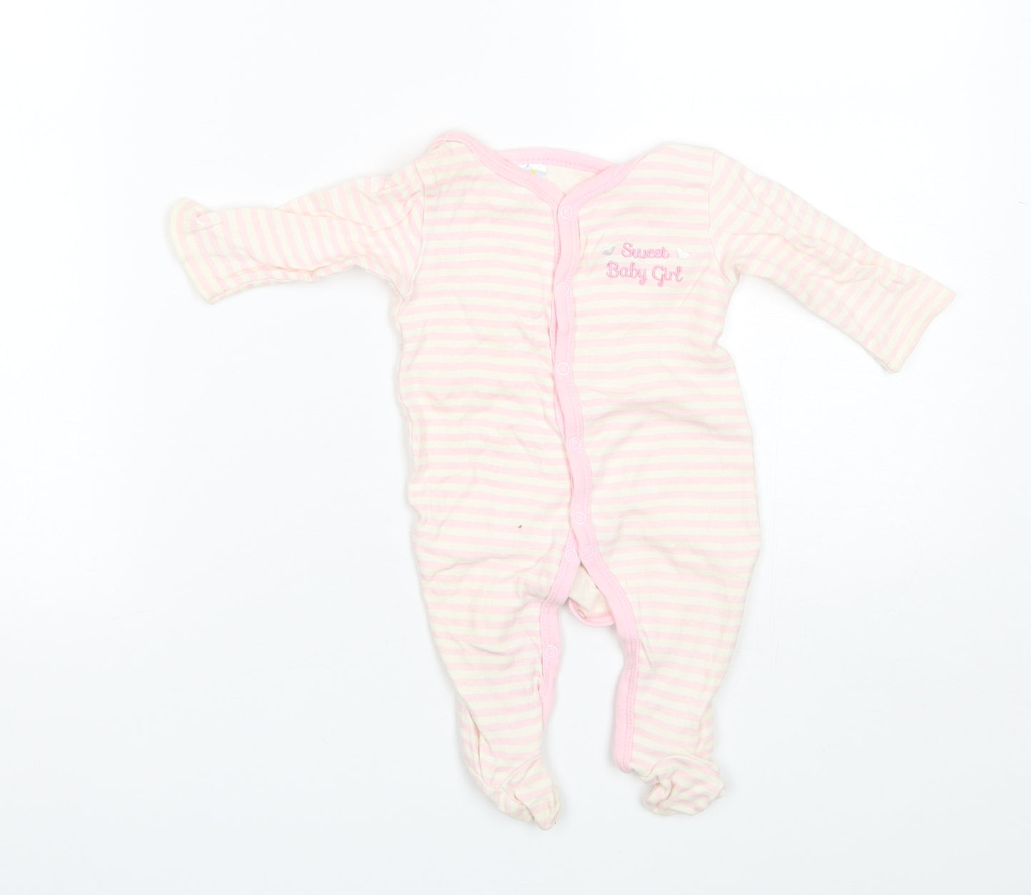 Cutie Pie Baby Pink Striped Cotton Romper One-Piece Size 0-3 Months