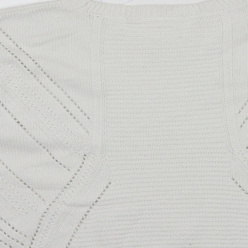 TU Womens White Round Neck  Cotton Pullover Jumper Size 14
