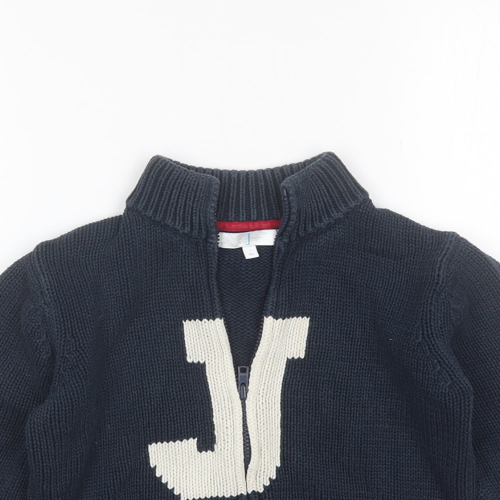 Jasper Conran Boys Blue Collared  Cotton Full Zip Jumper Size 7 Years