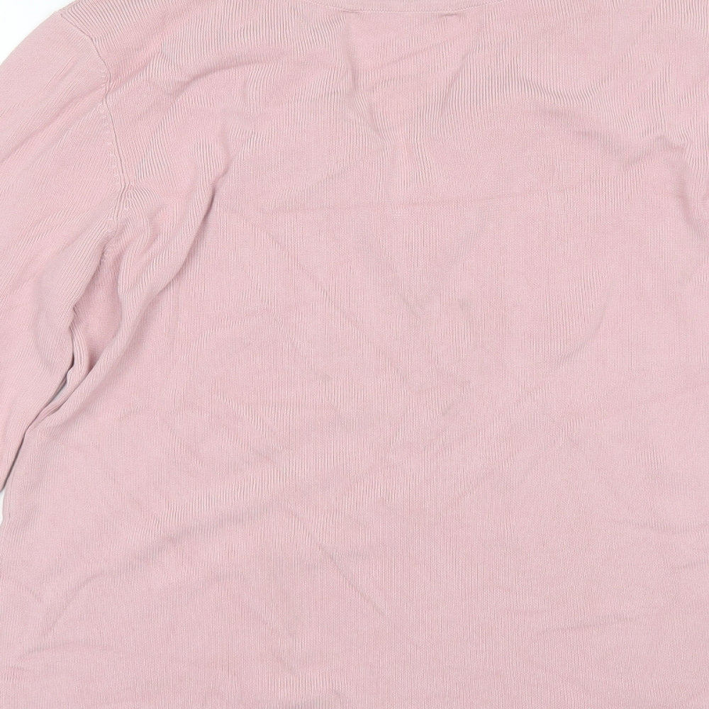 Casamia Womens Pink V-Neck  Viscose Pullover Jumper Size M