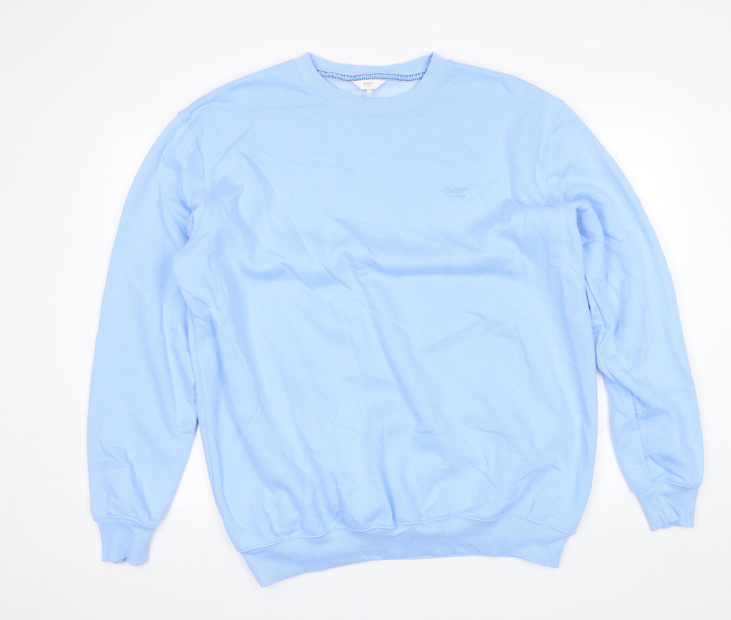 Cotton Traders Mens Blue Round Neck  Cotton Pullover Jumper Size 2XL