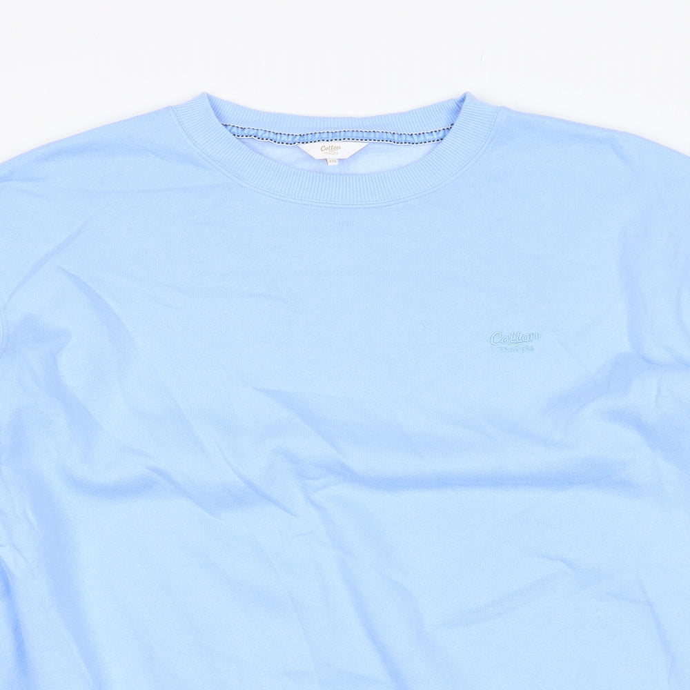 Cotton Traders Mens Blue Round Neck  Cotton Pullover Jumper Size 2XL