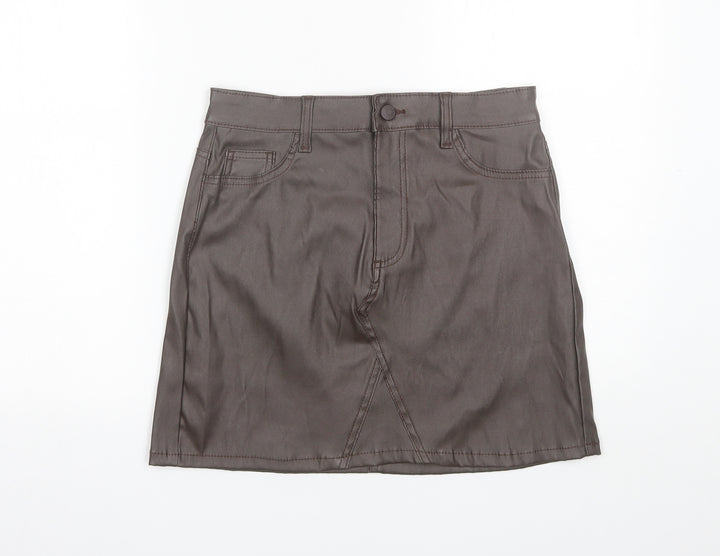 Denim & Co. Womens Brown Polyester Mini Skirt Size 10