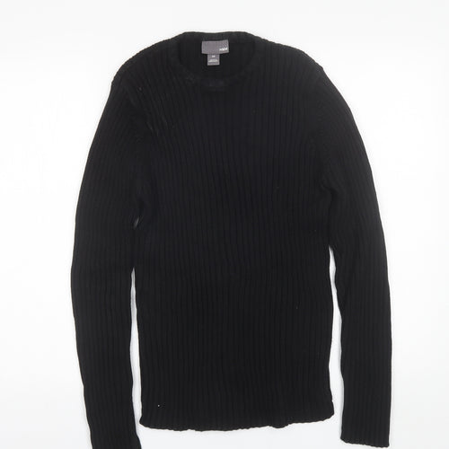 H&M Womens Black Round Neck  Cotton Pullover Jumper Size M
