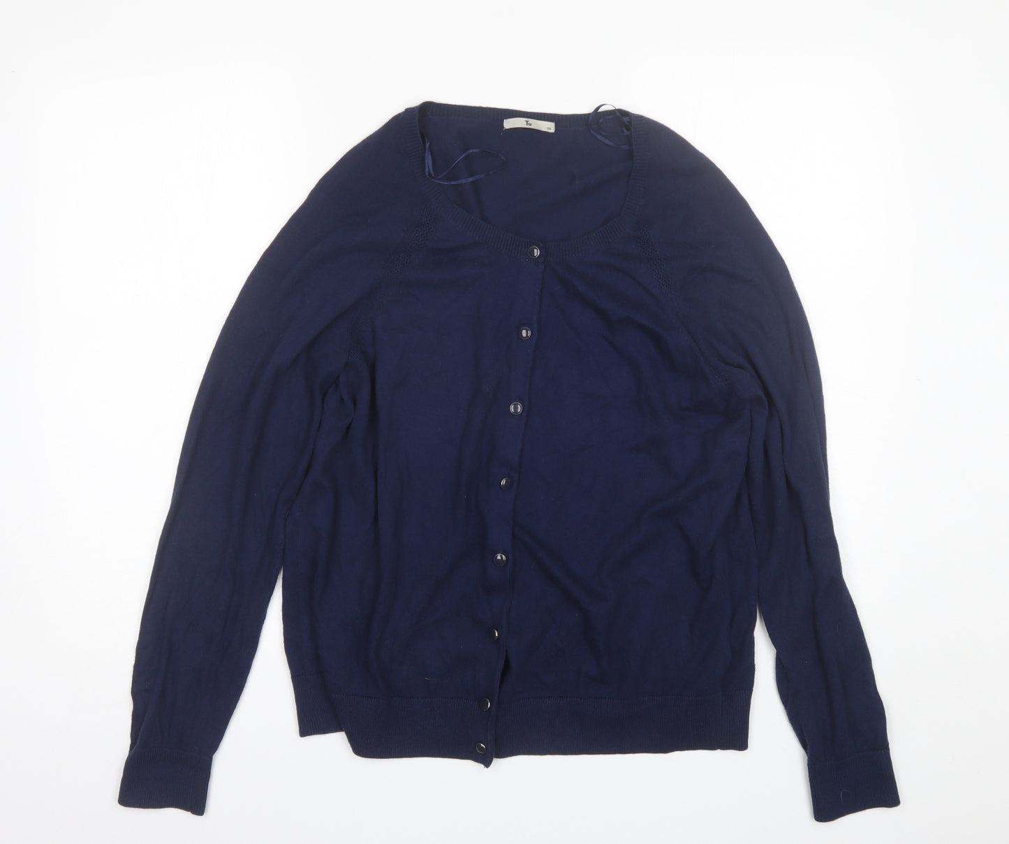 TU Womens Blue Round Neck  Cotton Cardigan Jumper Size 20