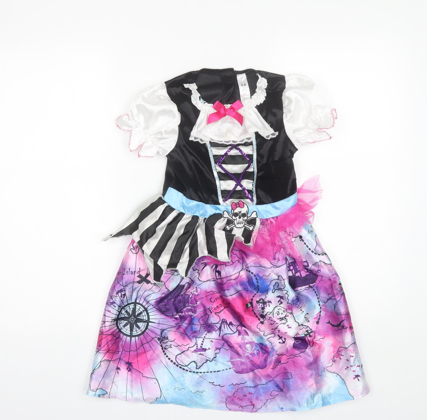 George Girls Black  Polyester Shift  Size 5-6 Years  Round Neck  - Pirate Costume