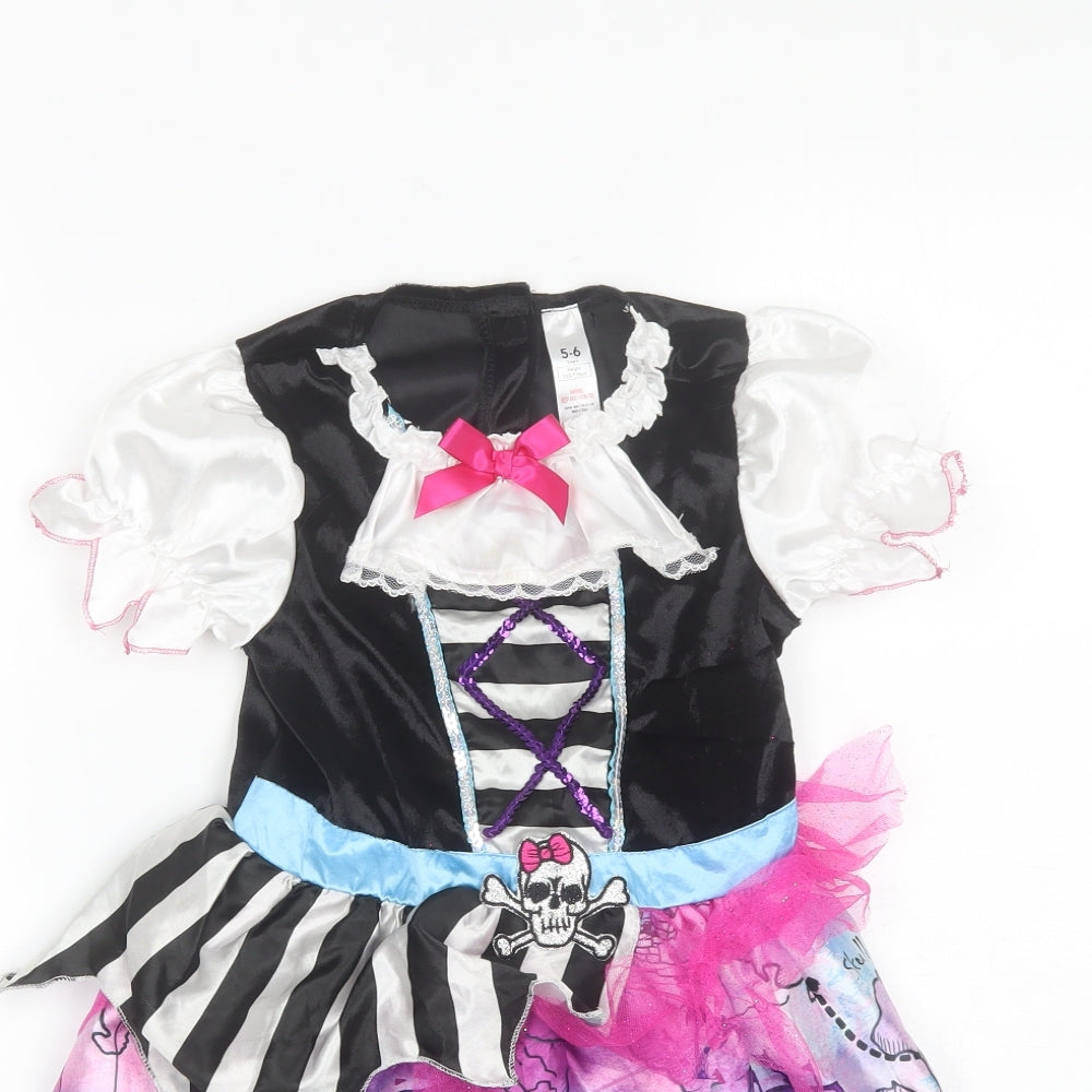 George Girls Black  Polyester Shift  Size 5-6 Years  Round Neck  - Pirate Costume