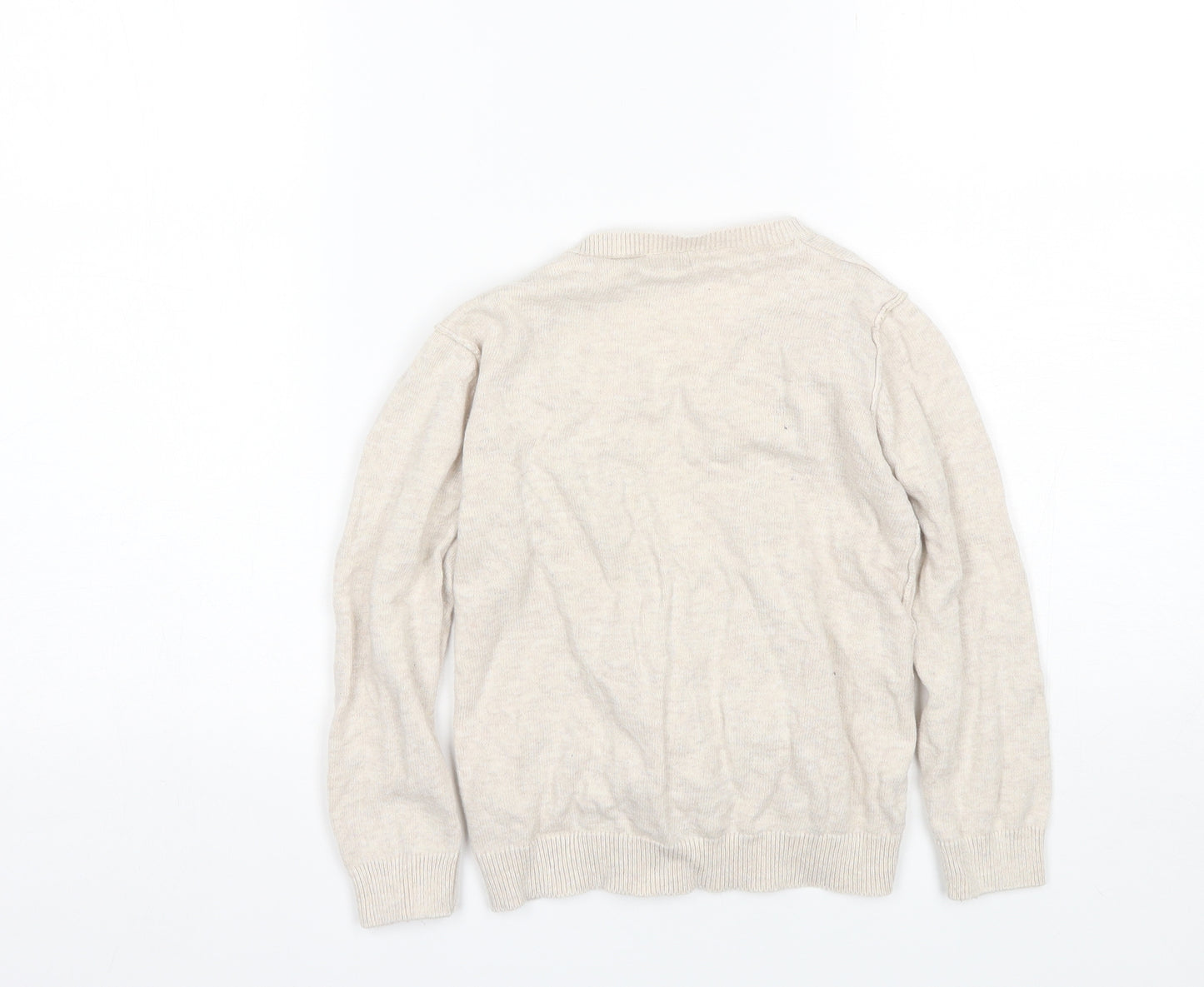 F&F Girls Beige V-Neck  Cotton Cardigan Jumper Size 4-5 Years