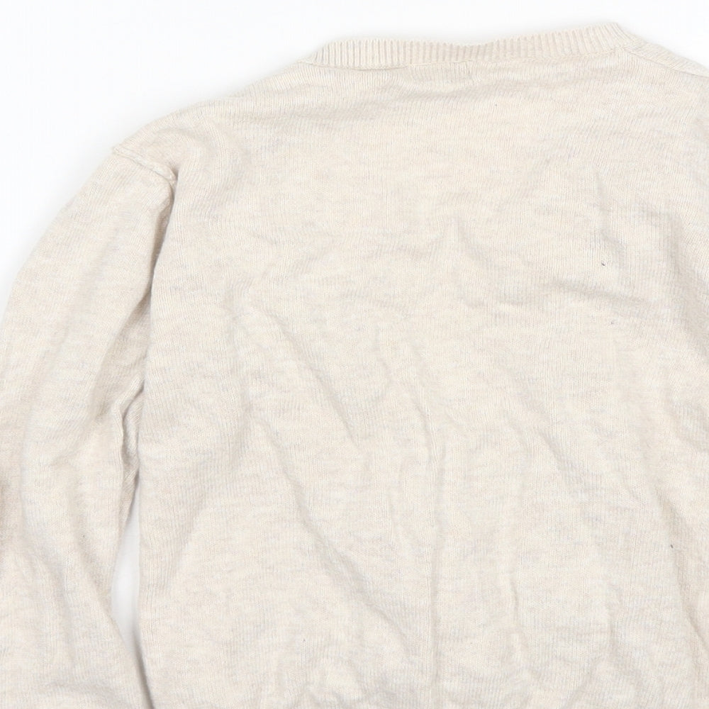 F&F Girls Beige V-Neck  Cotton Cardigan Jumper Size 4-5 Years
