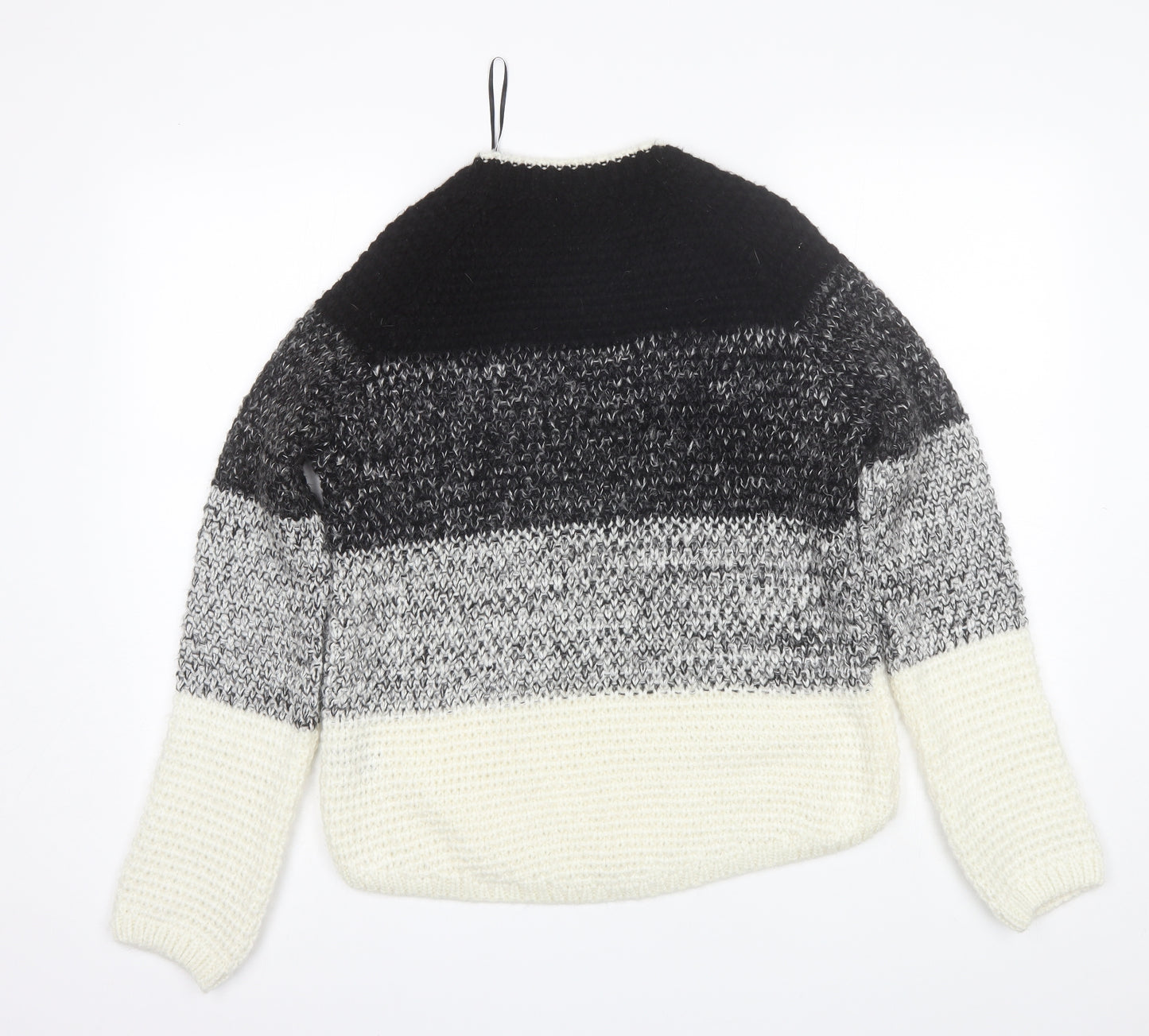 George Womens Black Round Neck Striped Acrylic Pullover Jumper Size 12
