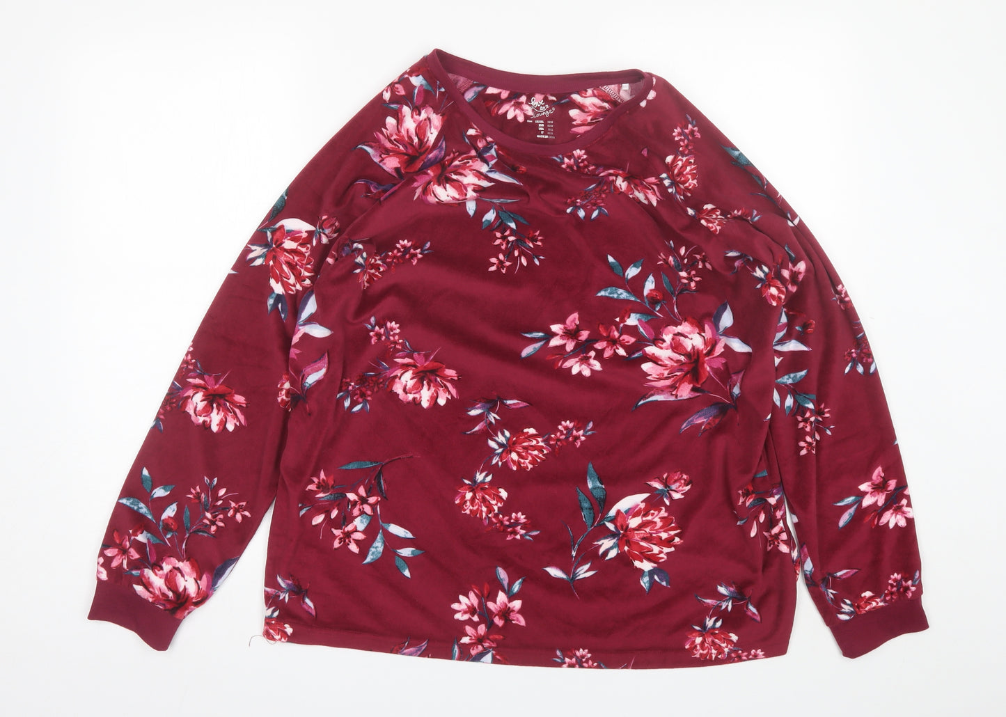 Love to Lounge Womens Red Floral Polyester Top Pyjama Top Size L