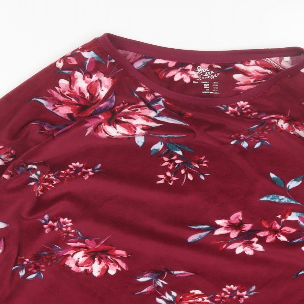 Love to Lounge Womens Red Floral Polyester Top Pyjama Top Size L