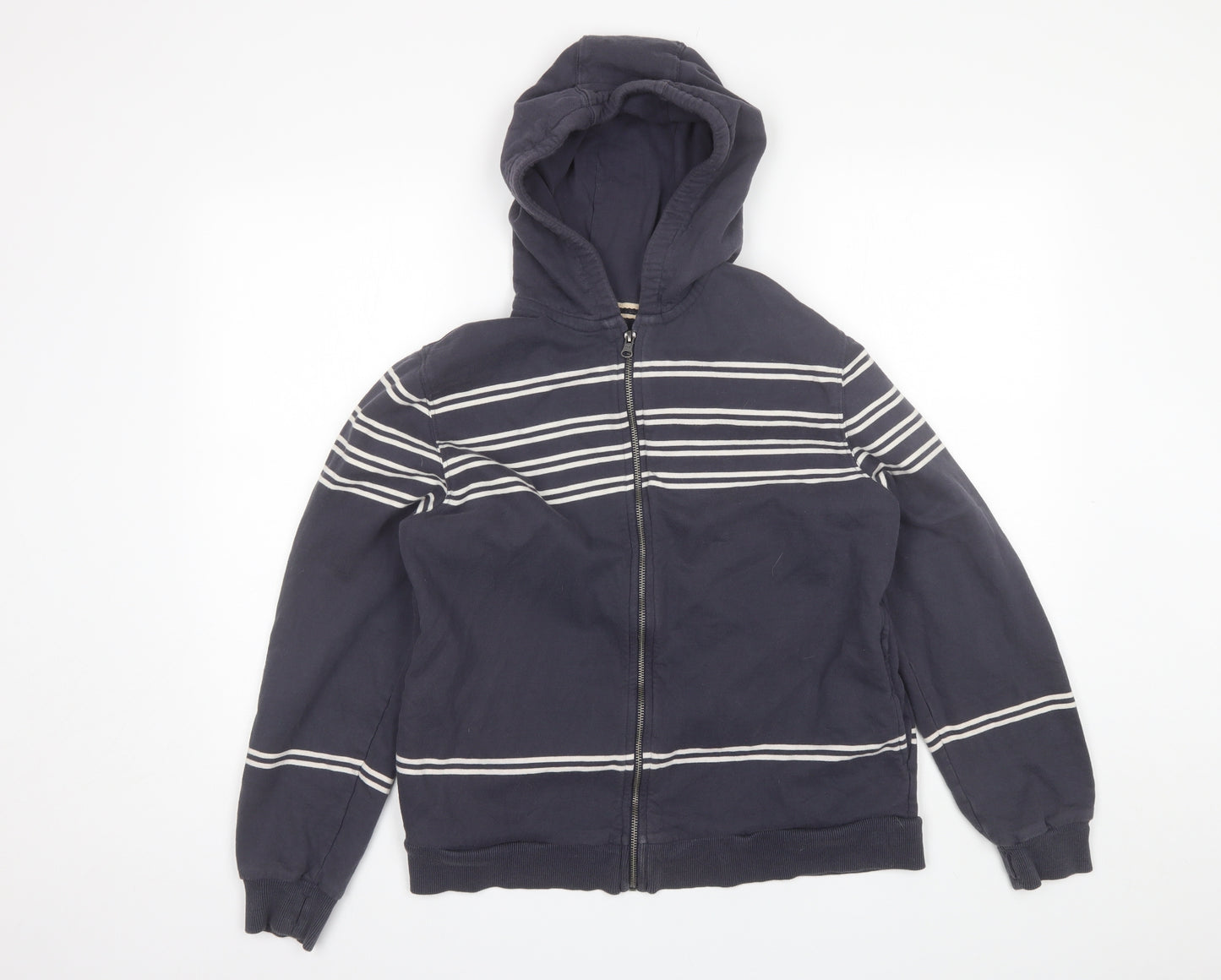 NEXT Boys Grey Striped Cotton Full Zip Hoodie Size 15 Years