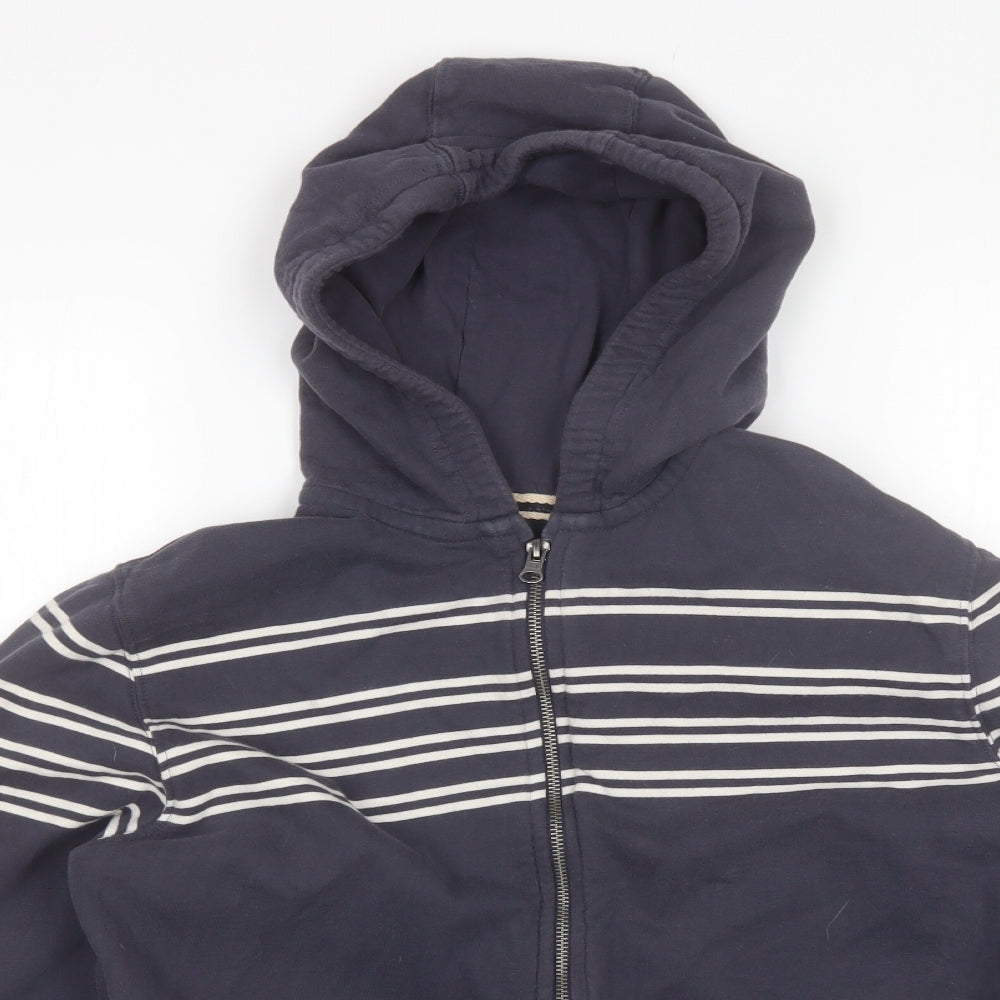 NEXT Boys Grey Striped Cotton Full Zip Hoodie Size 15 Years