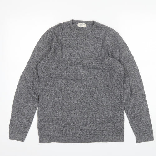 Cedar Wood State Mens Grey Round Neck  Cotton Pullover Jumper Size S