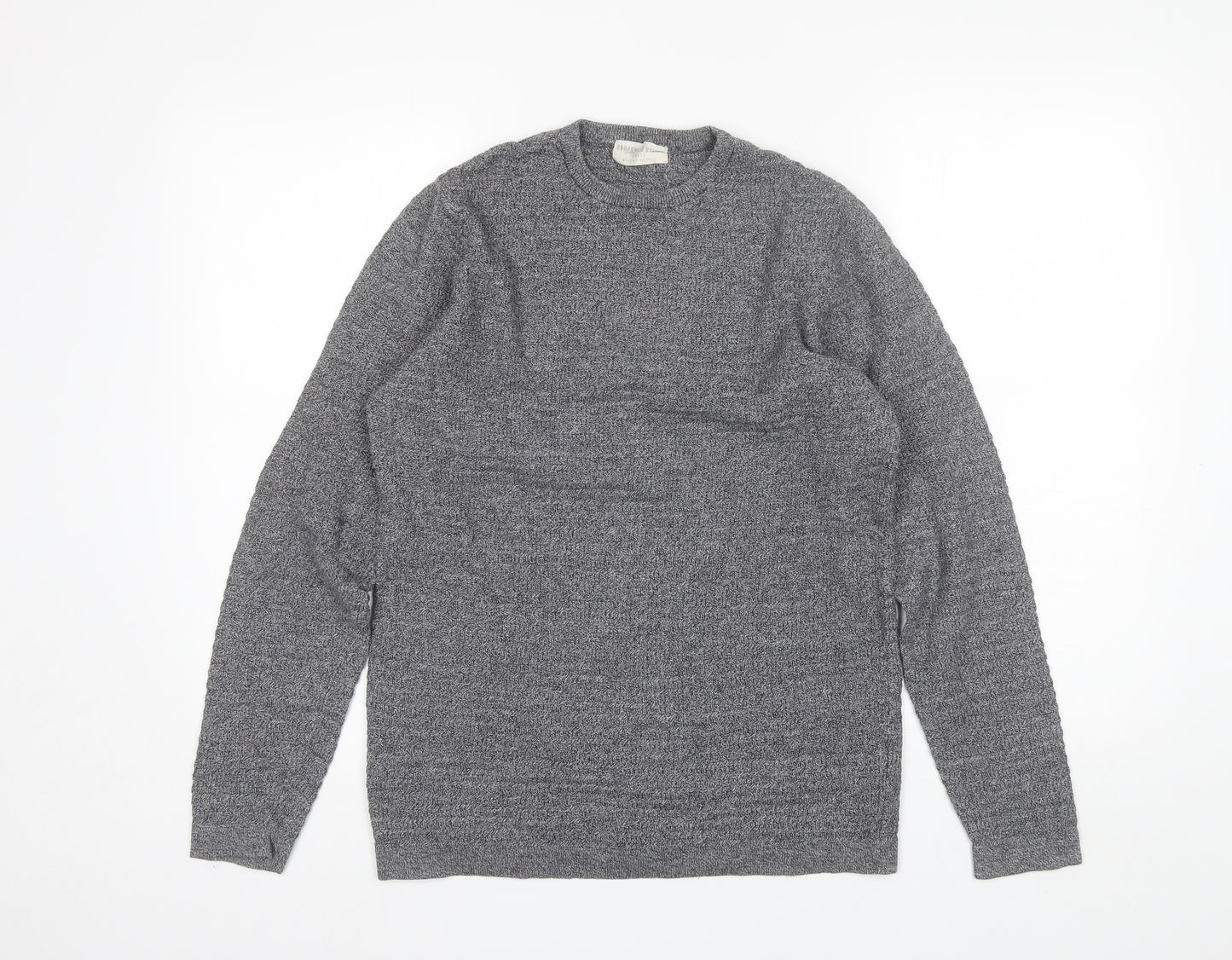 Cedar Wood State Mens Grey Round Neck  Cotton Pullover Jumper Size S