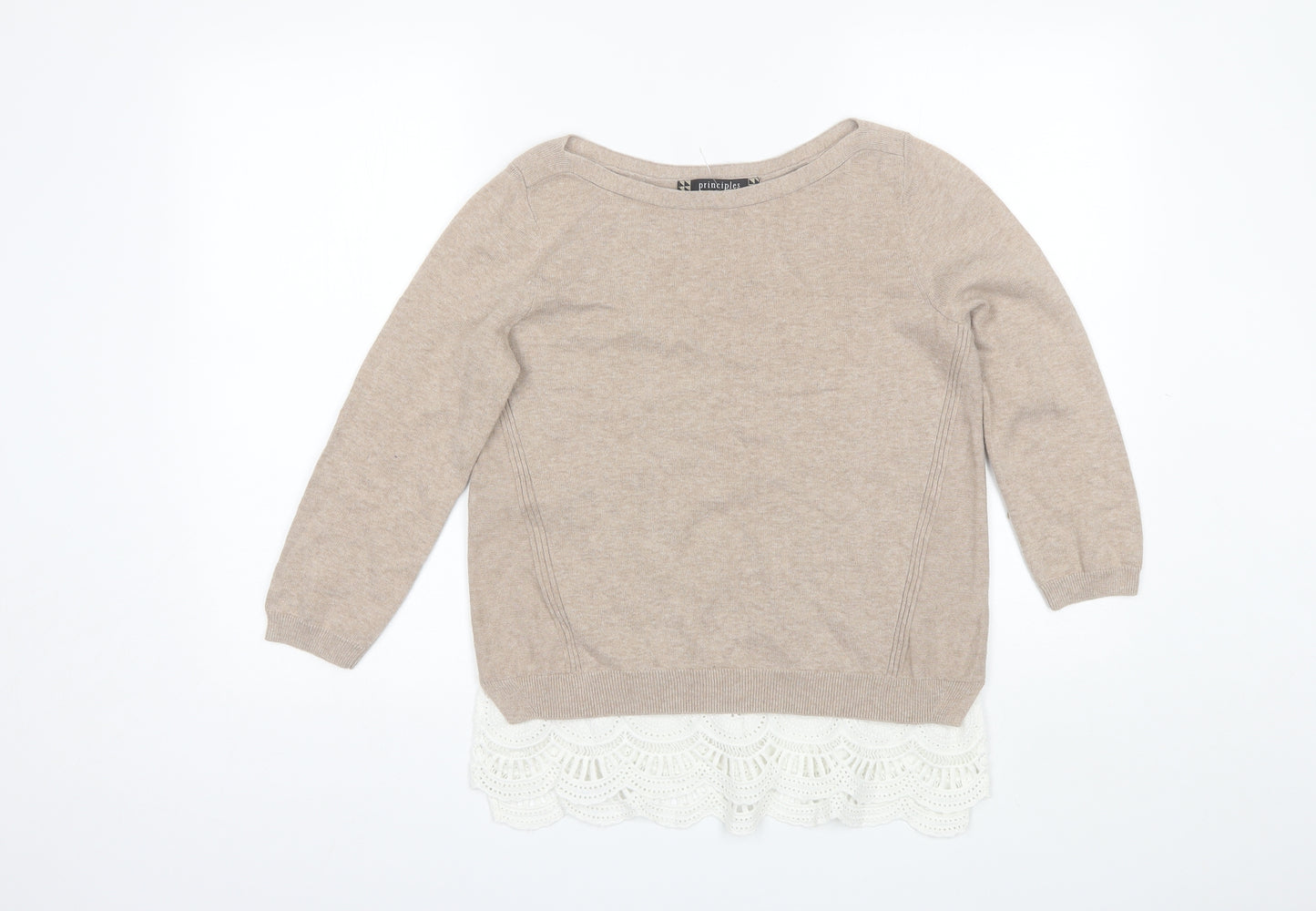 Principles Womens Brown Round Neck  Cotton Pullover Jumper Size 10