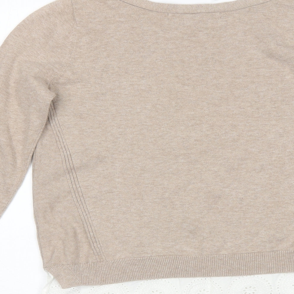 Principles Womens Brown Round Neck  Cotton Pullover Jumper Size 10