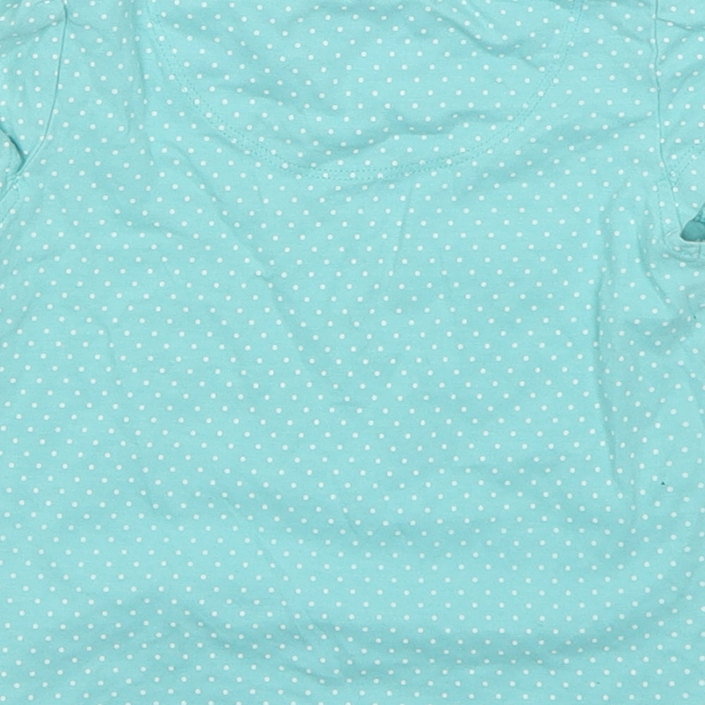 TU Girls Green Polka Dot Cotton Basic T-Shirt Size 18-24 Months Round Neck