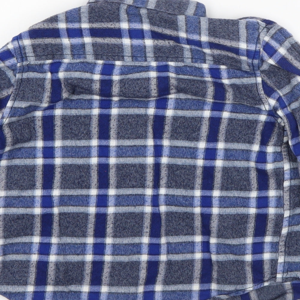 NEXT Boys Blue Plaid Cotton Basic Button-Up Size 5-6 Years Collared Button