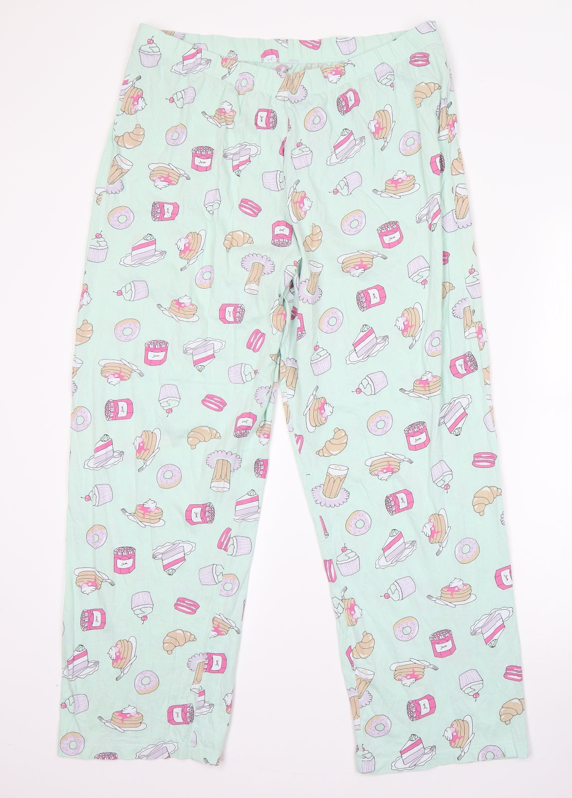 F&F Womens Green  Polyester  Pyjama Pants Size 18   - food donuts sweet