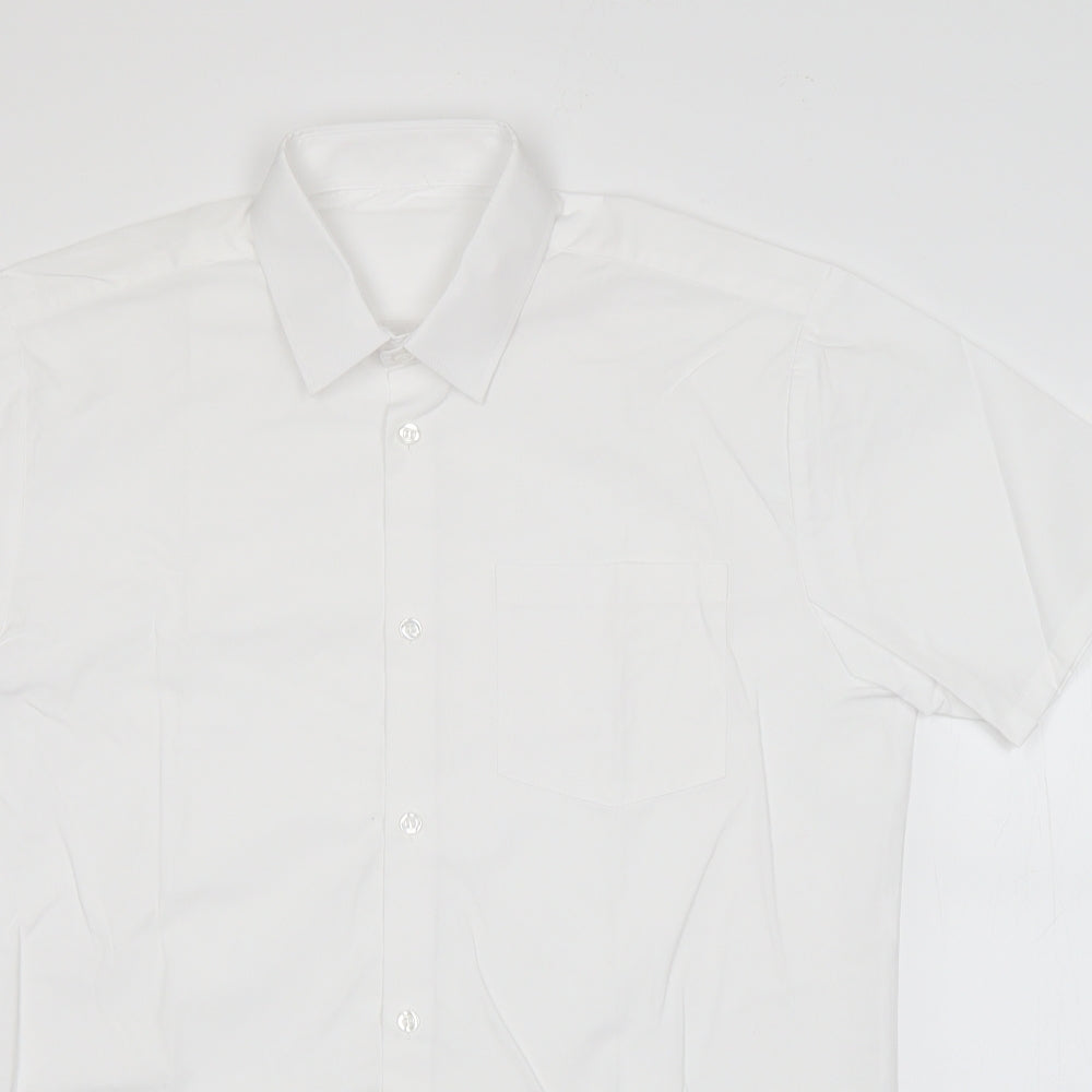 George Boys White  Cotton Basic Button-Up Size 16 Years Collared Button