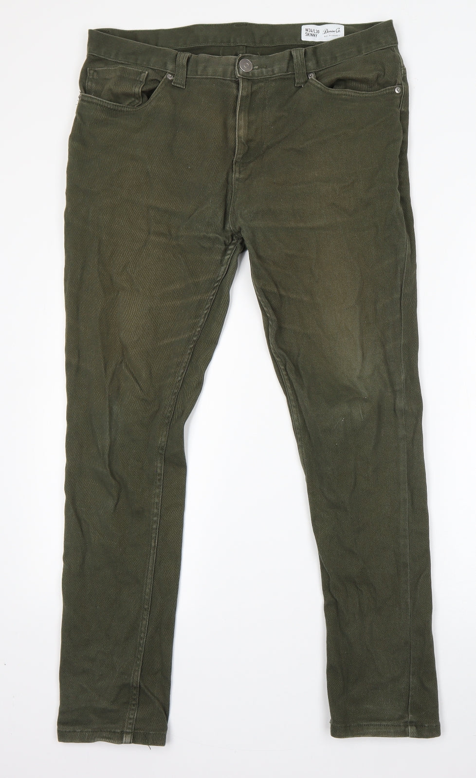 Denim Co Mens Green  Cotton Straight Jeans Size 34 L28 in Regular