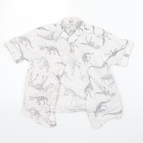 Monsoon Boys White  Cotton Basic Button-Up Size 5 Years Henley Button - dinosaurs
