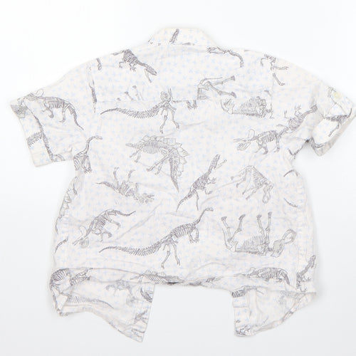 Monsoon Boys White  Cotton Basic Button-Up Size 5 Years Henley Button - dinosaurs