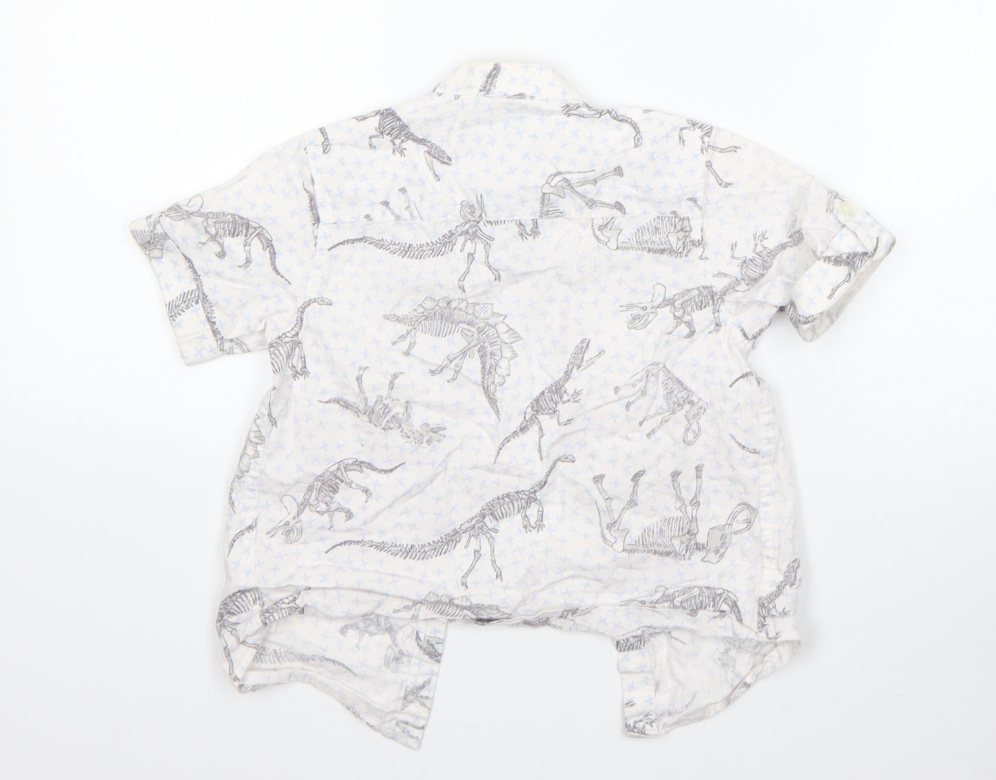 Monsoon Boys White  Cotton Basic Button-Up Size 5 Years Henley Button - dinosaurs