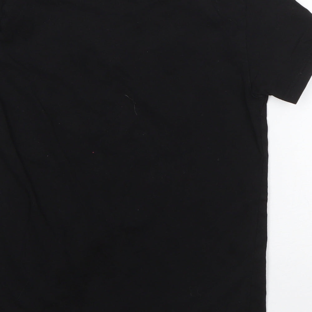 Primark Boys Black  Cotton Basic T-Shirt Size 6-7 Years Round Neck  - epic