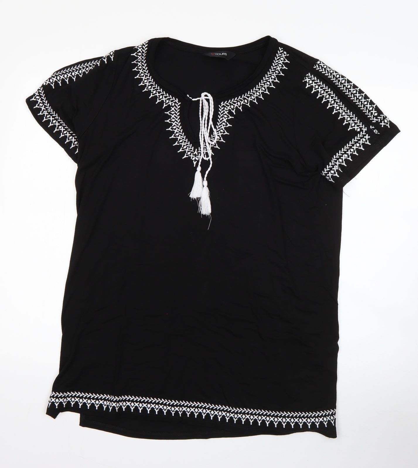 Love Yours Womens Black  Viscose Basic Blouse Size 14 V-Neck