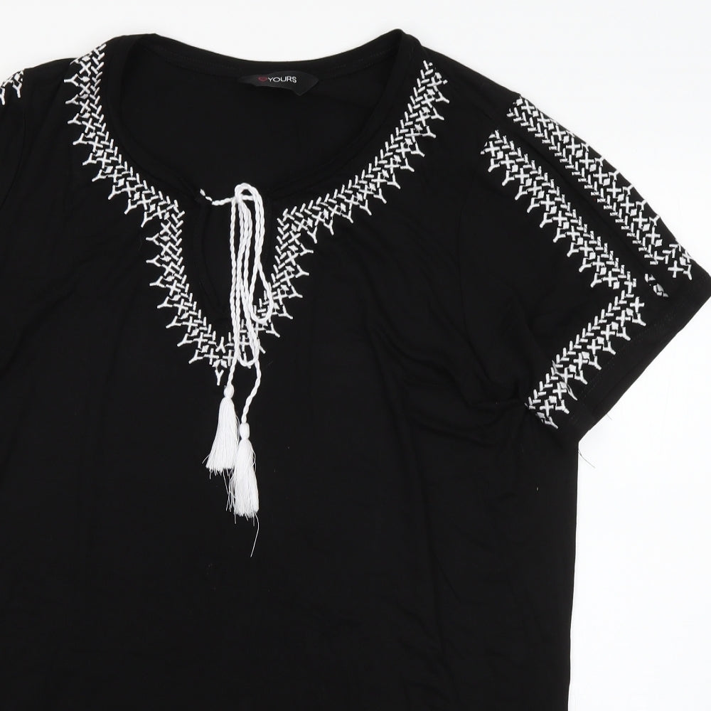 Love Yours Womens Black  Viscose Basic Blouse Size 14 V-Neck