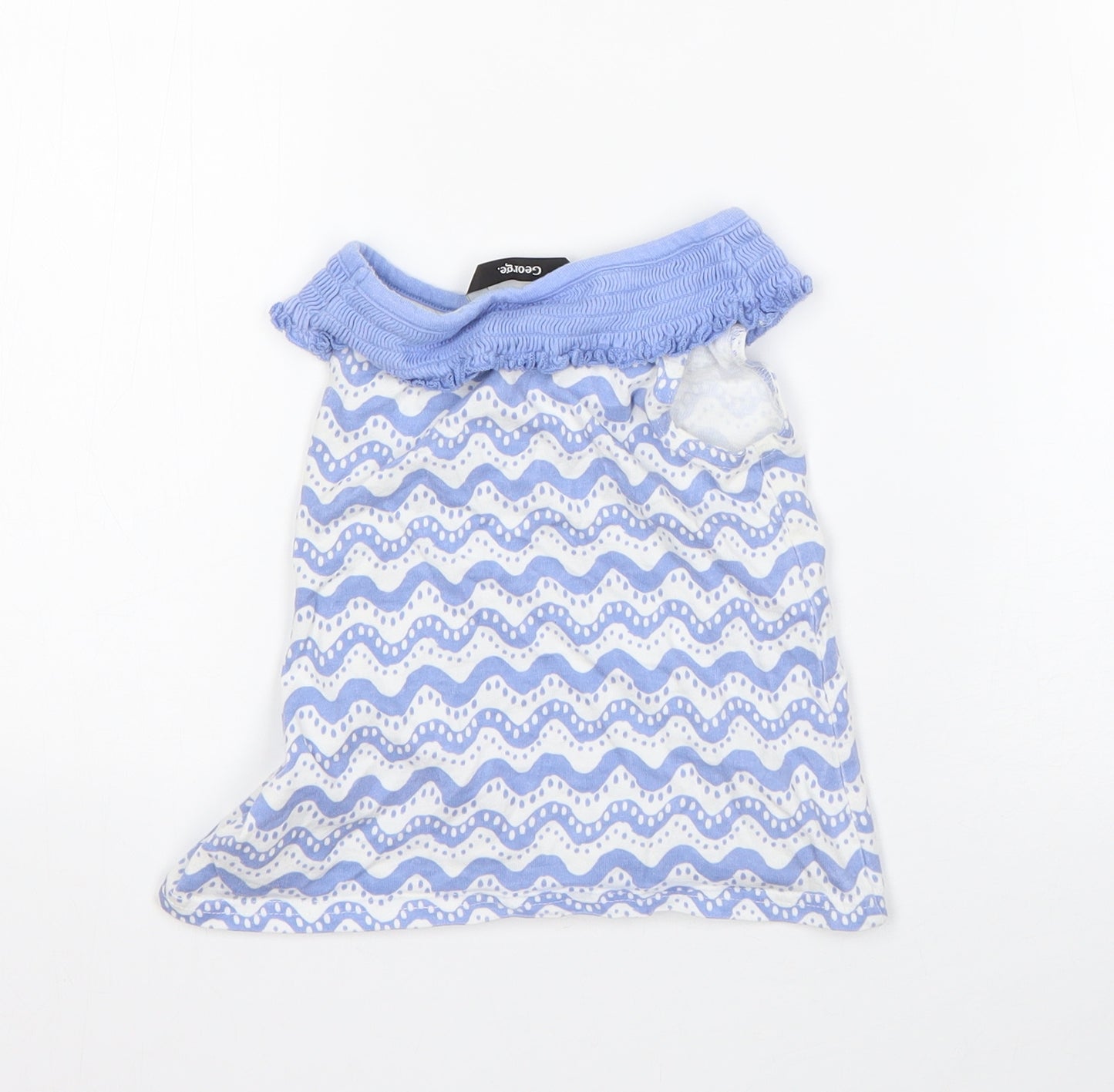 George Girls Blue Striped Cotton A-Line  Size 18-24 Months