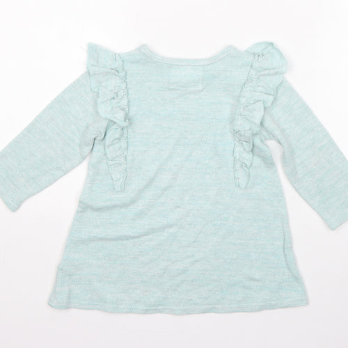 Primark Girls Green  Viscose Jumper Dress  Size 12-18 Months  Round Neck