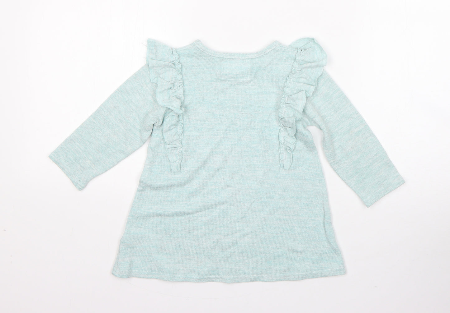 Primark Girls Green  Viscose Jumper Dress  Size 12-18 Months  Round Neck