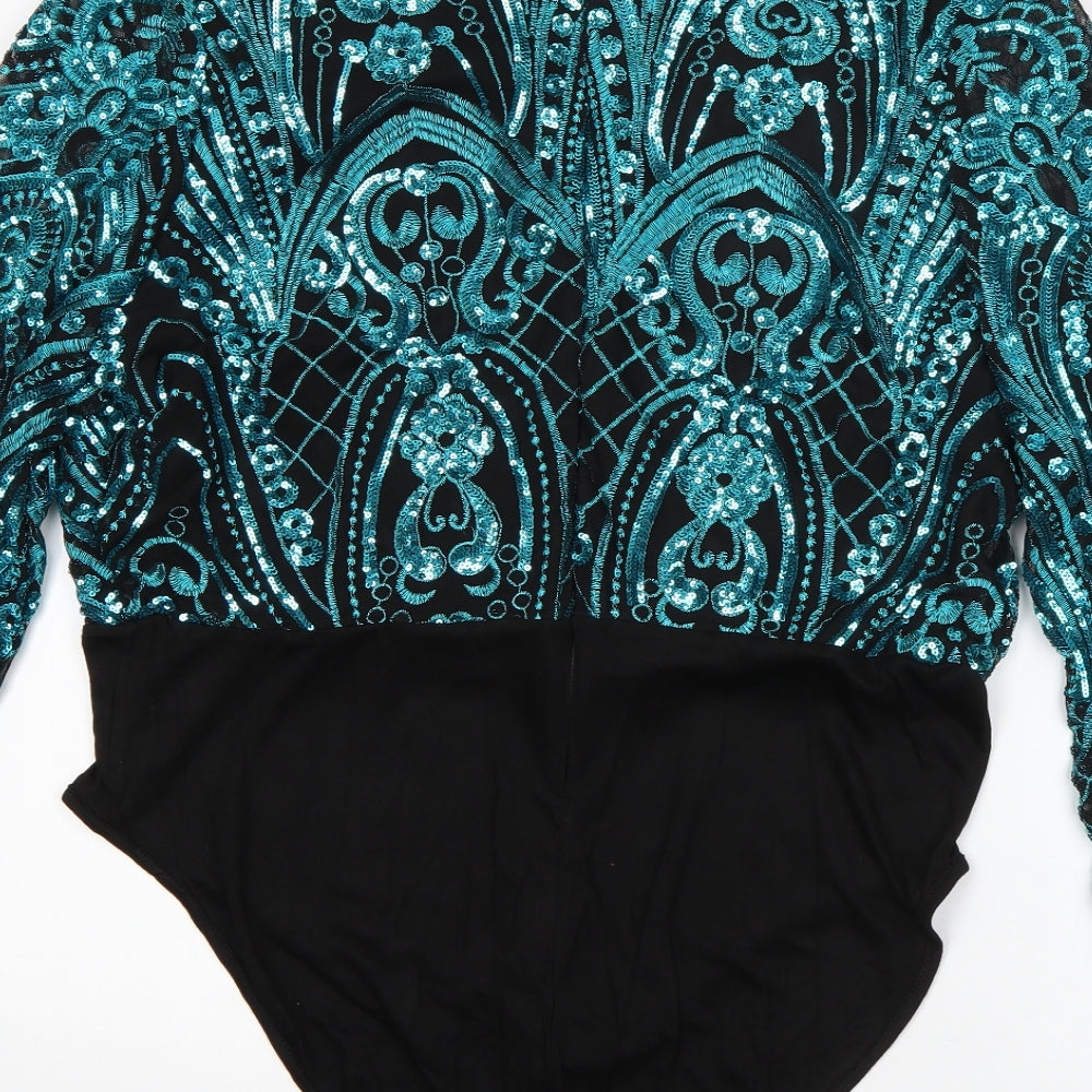 Studio Womens Blue Paisley Viscose Romper One-Piece Size 16