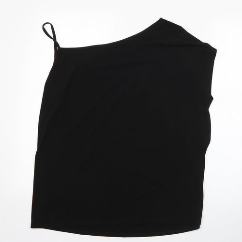 Capsule Womens Black  Polyester Basic Blouse Size 16 One Shoulder