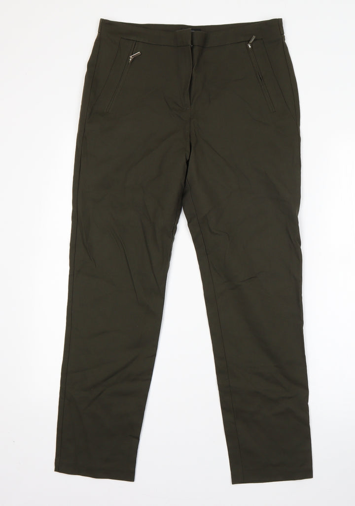 F&F Womens Green Viscose Dress Pants Trousers Size 10 L24 in Regular