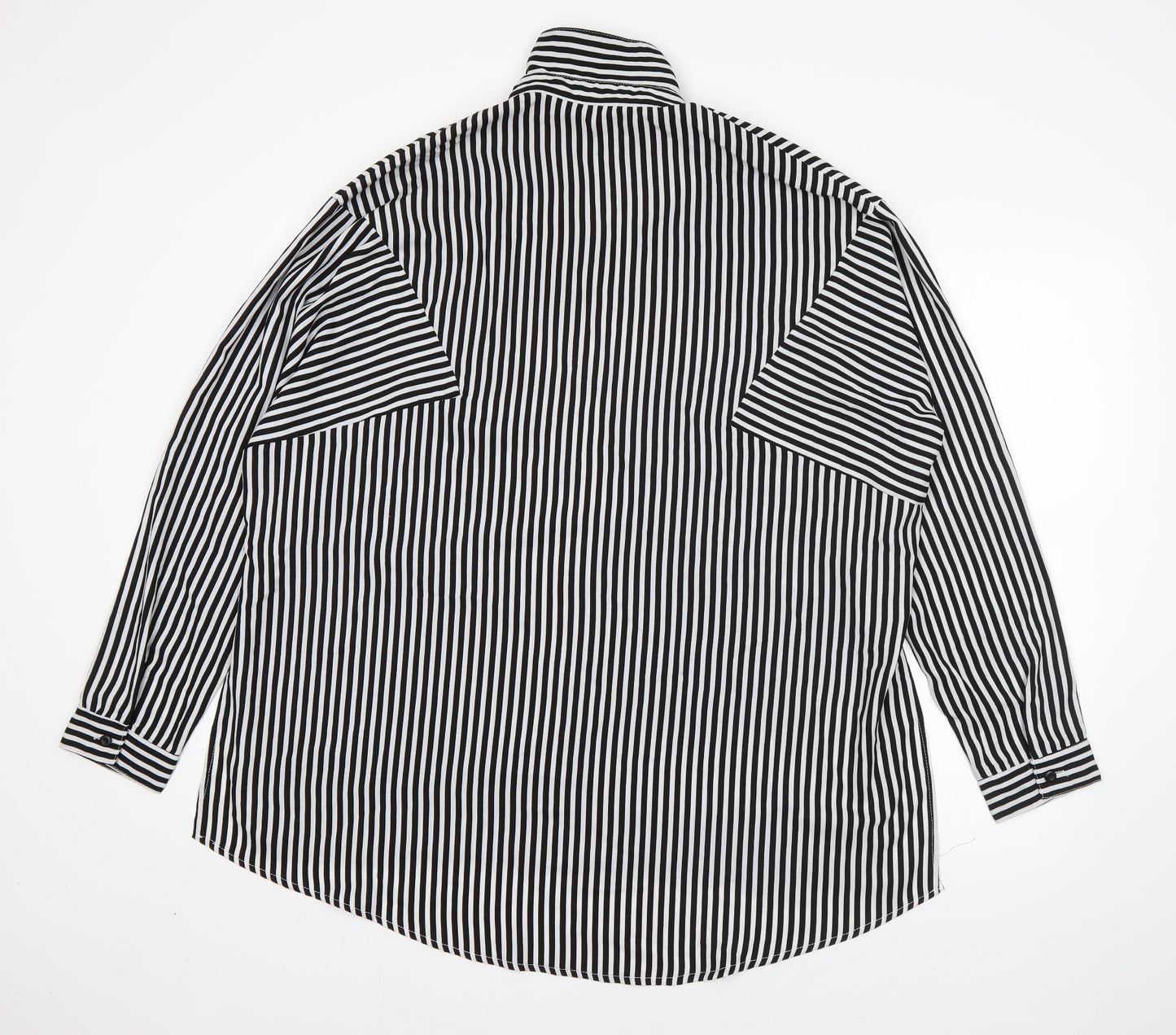 Urban Mist Womens Black Striped Viscose Basic Button-Up Size 10 Collared