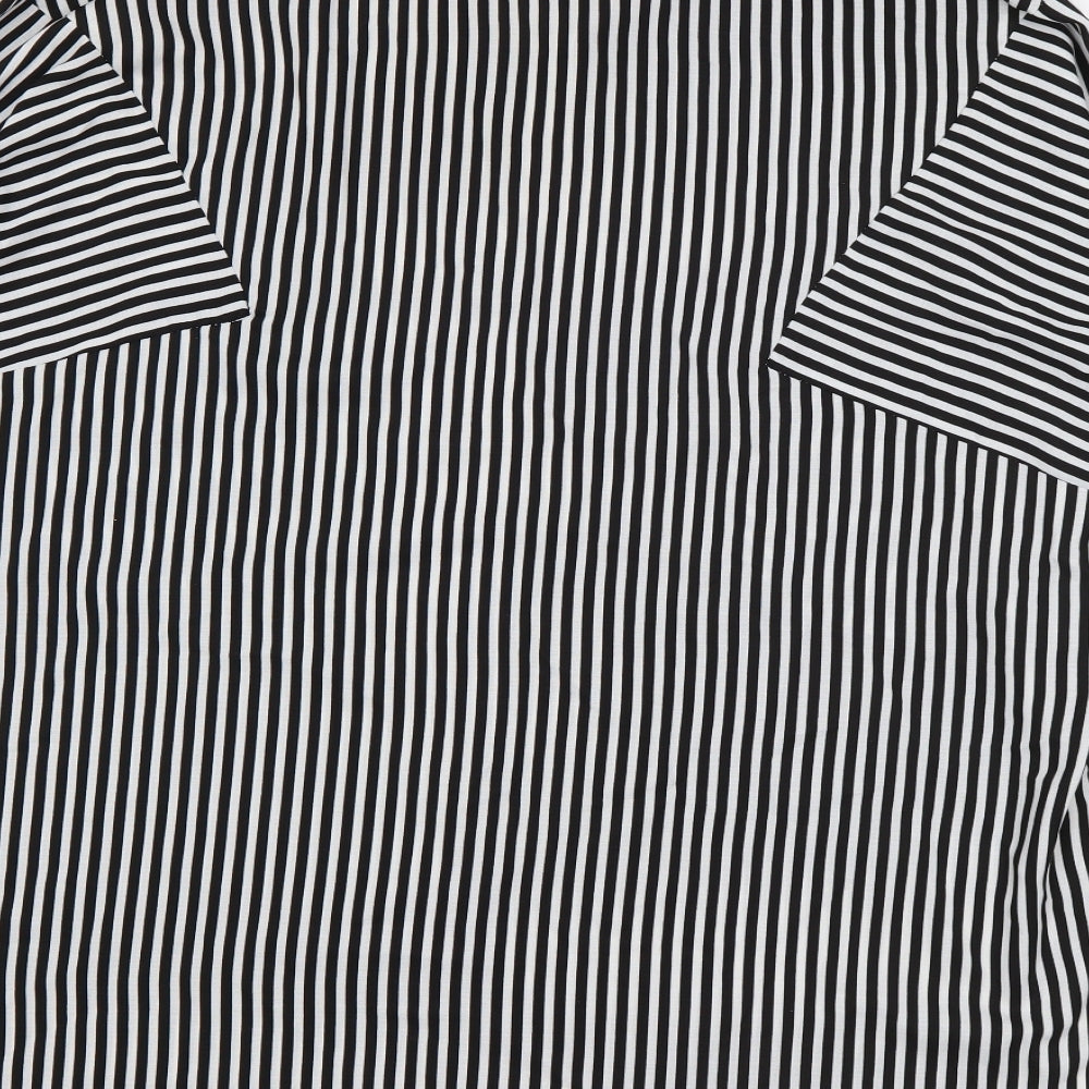 Urban Mist Womens Black Striped Viscose Basic Button-Up Size 10 Collared