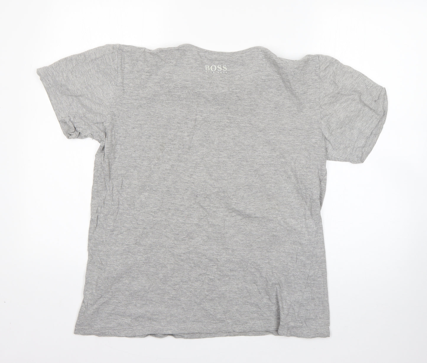 Boss Mens Grey  Cotton  T-Shirt Size L Round Neck