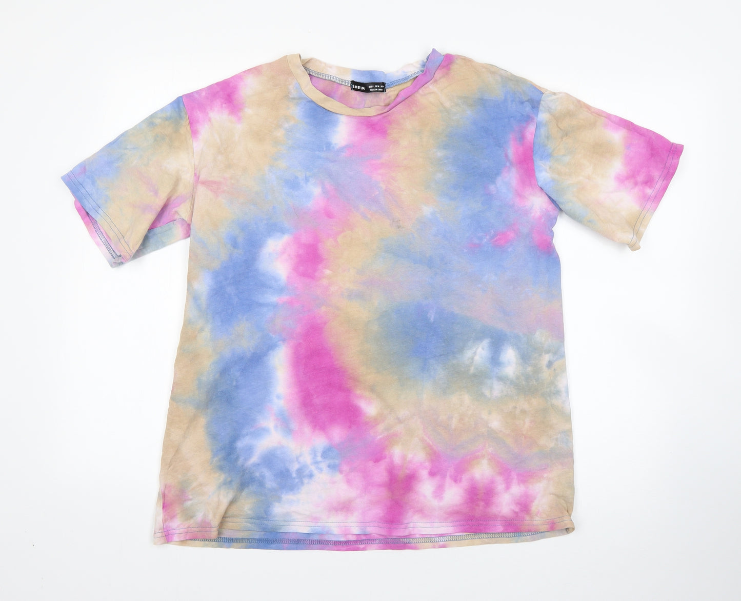 SheIn Womens Multicoloured  100% Cotton Basic T-Shirt Size S Round Neck - tie dye