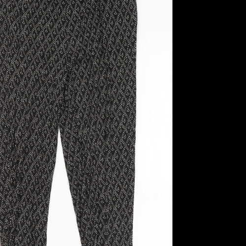 H&M Womens Black Argyle/Diamond Viscose Dress Pants Trousers Size XS L25 in Regular